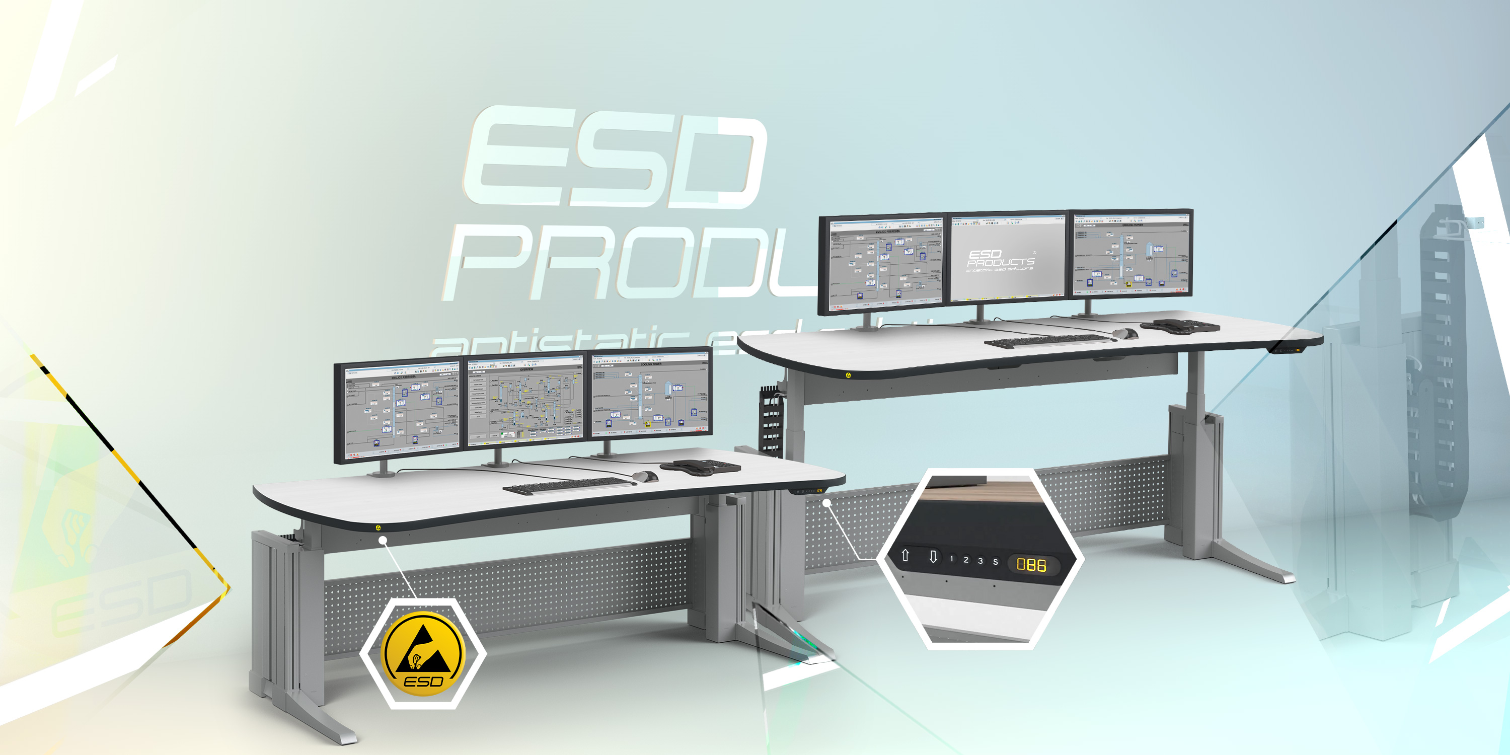 ESDWorkstations Infinitely Electronic HeightAdjustable MOTORISED